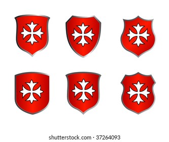 set of red shields with cross