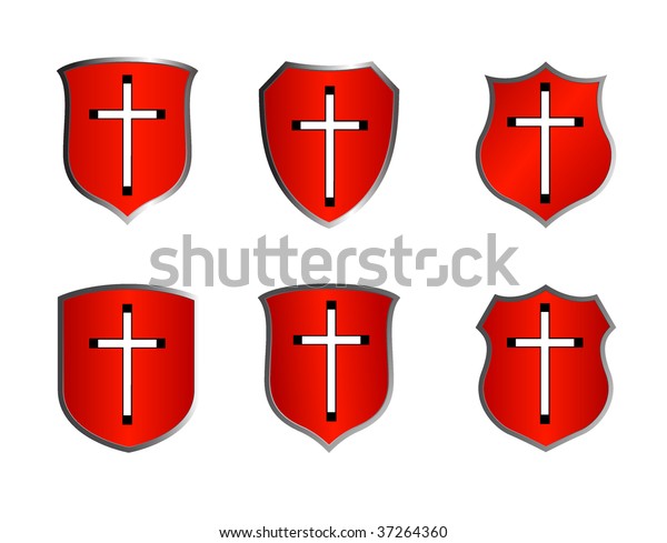 Set Red Shields Cross Stock Vector (Royalty Free) 37264360 | Shutterstock