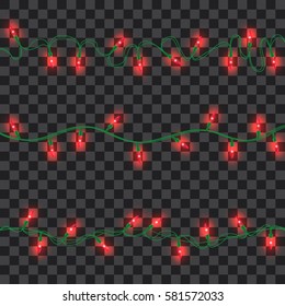 Set of red shining garland lights