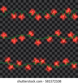 Set of red shining garland lights