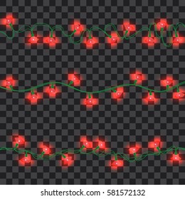 Set of red shining garland lights