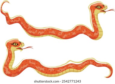 Un conjunto de serpiente roja aislada sobre fondo blanco. Año de la Serpiente. Ilustración vectorial.