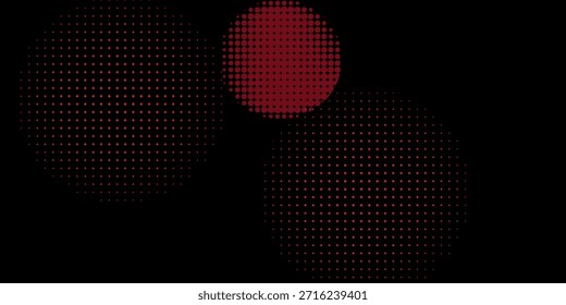 Conjunto de anillos de ondas sonoras rojas de líneas discontinuas y puntos. Anillos con líneas radiales. Icono de destino, epicentro. Círculos de vórtice concéntricos. Ilustración vectorial sobre fondo negro