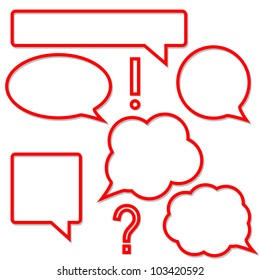 Set of red speech bubbles, frames