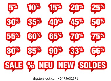 Set Of Red Speech Bubbles Sale