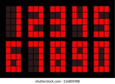Set of red square digital number