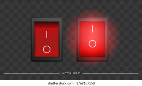 Juego de botones de entrada y salida de cuadrado rojo. Aislado. Vector.