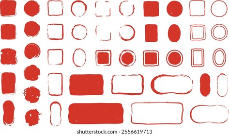 A set of red square and round signature seal icons