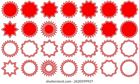 set red stamps icon. sale tags badge sticker labels design template vector illustration	