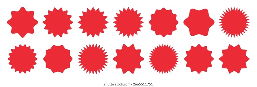 Conjunto de etiquetas de estourada vermelha, estourada. conjunto de etiquetas ou etiquetas. coleção de etiquetas de estourada ou estourada. pode ser usado para etiqueta de preço, melhor venda, tamanho da camisa, marca de qualidade. vetor EPS10. 