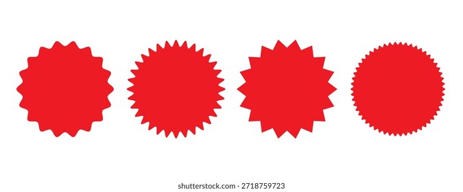 Satz roter Sterne auf weißem Hintergrund. Design-Elemente - am besten zum Verkauf Aufkleber, Preisschild. Flache Sternchen-Vektorgrafik einzeln auf weißem Hintergrund. Unic-Sternzeichen, Vektorsymbol.