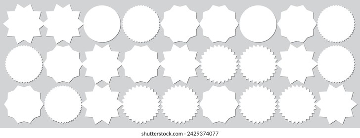  Set of red starburst. Price sticker, sale sticker, price tag, starburst, quality mark, retro stars, sale or discount sticker, sunburst badges, sun ray frames, promotional badge set, shopping labels