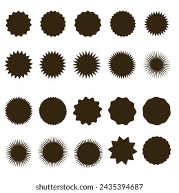 Set of red starburst. Price sticker, sale sticker, price tag, starburst, quality mark, retro stars, sale or discount sticker, sunburst badges, sun ray frames, promotional badge set, shopping labels
