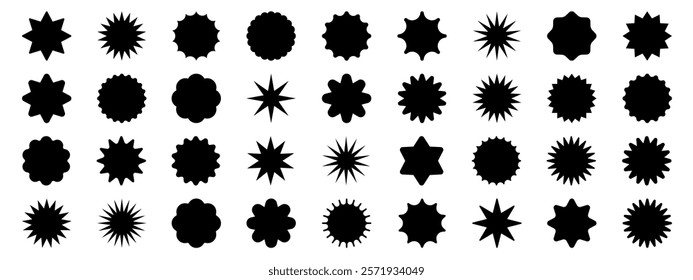 Set of red starburst. Price sticker, sale sticker, price tag, starburst, quality mark, retro stars, sale or discount sticker, sunburst badges, sun ray frames, promotional badge set, shopping labels	