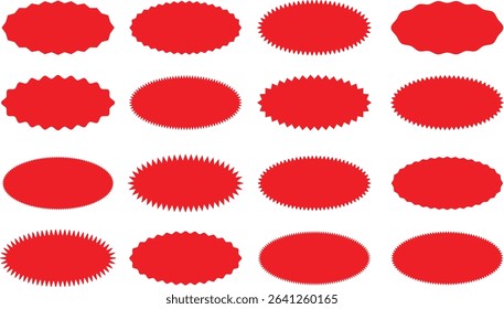 Set of red starburst, sunburst badges. Design elements - best for sale sticker, price tag, quality mark.Starburst red sticker set.