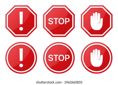 Set Red Stop Sign Arrow Word Stock Vector (Royalty Free) 1962665833 ...