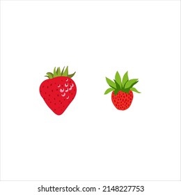 Conjunto de fresa roja y fresa silvestre. Frutos orgánicos sanos. Ilustración aislada de plano dibujada a mano por el vector