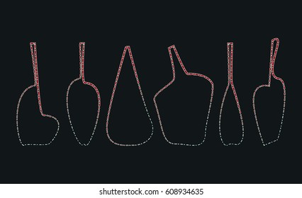 set of red stylized bottles. Vector