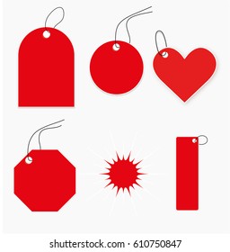 set of red tags for design