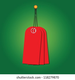 Set of red tags hanging on a nail. Vector illustration.