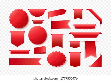 Set of red tags and ribbons, banners, labels. Eps10 vector illustration
