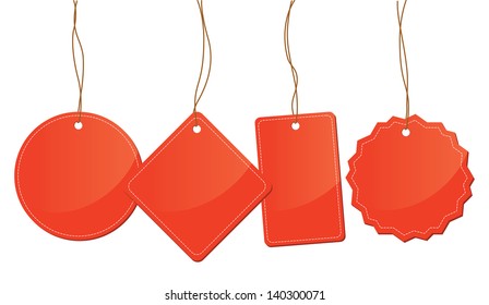 a set of red tags shapes
