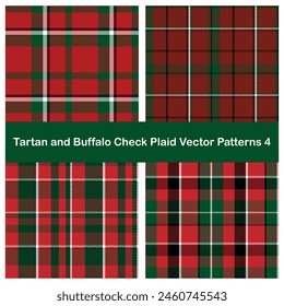 Conjunto de diseño de patrón sin costura de tartán rojo
