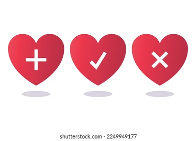 Conjunto De La Cruz Roja De Tick Y Más Hearts Vectorart