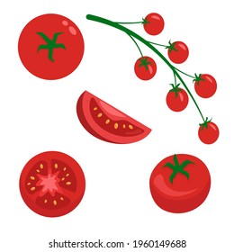 
Set of red tomatoes, vector graphics