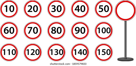Satz rotes Verkehrszeichen auf transparentem Hintergrund