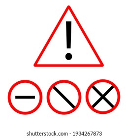 Set of red traffic sign on white backround isolated