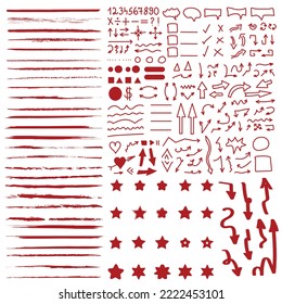 Set mit roten Untergründen, Pfeilen und Sternen
