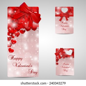 Set of red Valentines day tags and cads.