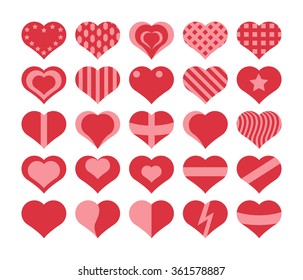 Set of red valentine's hearts