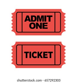 Set of red vector admit one movie tickets.