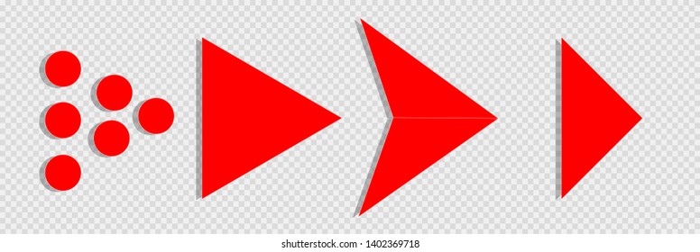 Set of red vector arrows on a transparent background. Arrow icon. Arrow vector icon. Arrow. Arrows vector collection 