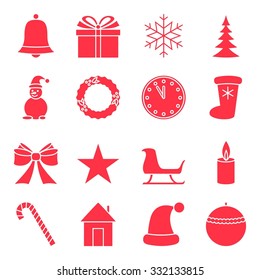 Set of red vector Christmas icons
