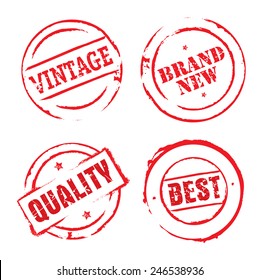 Set of red vector grunge stamps.