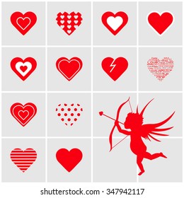 Set of red vector hearts 