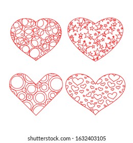 Set of red vector hearts icons. Neatly made.