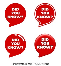 set of red vector illustration banner did you know