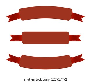 A set of red vector promo banners decorated with ribbons