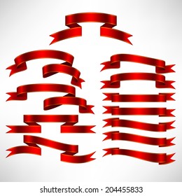 Set of red vector ribbons.