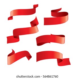 Set of red vector ribbons