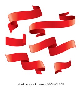 Set of red vector ribbons