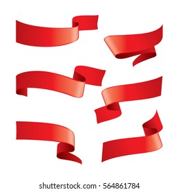 Set of red vector ribbons