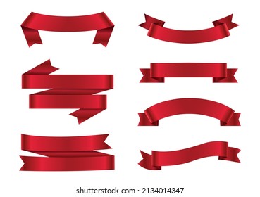 Set of red vector ribbons.Red ribbon banners.