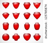 Set of red vector shields