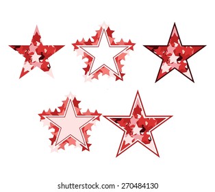 Set of red vector stars