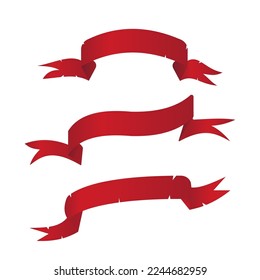 Set of red vector vintage ribbons